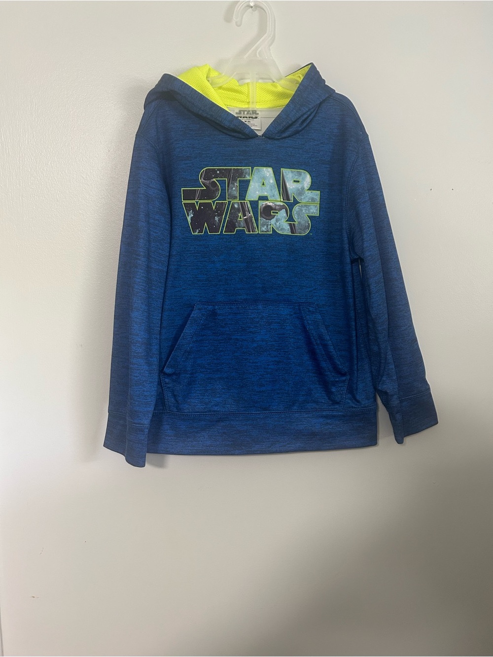 Star Wars Blue Hoodie with Neon Yellow Lining BOYS SZ 8